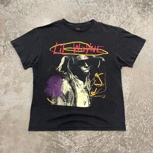 Lil Wayne Rap Tee Mens Large Faded Black Boxy Fit Oversized Graphic T-Shirt